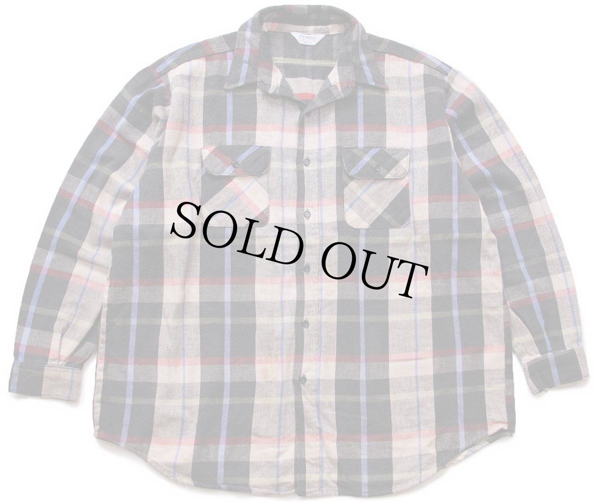 画像1: 80s USA製 FIVE BROTHERファイブブラザー チェック コットン フランネルシャツ 3XL★特大 (1)