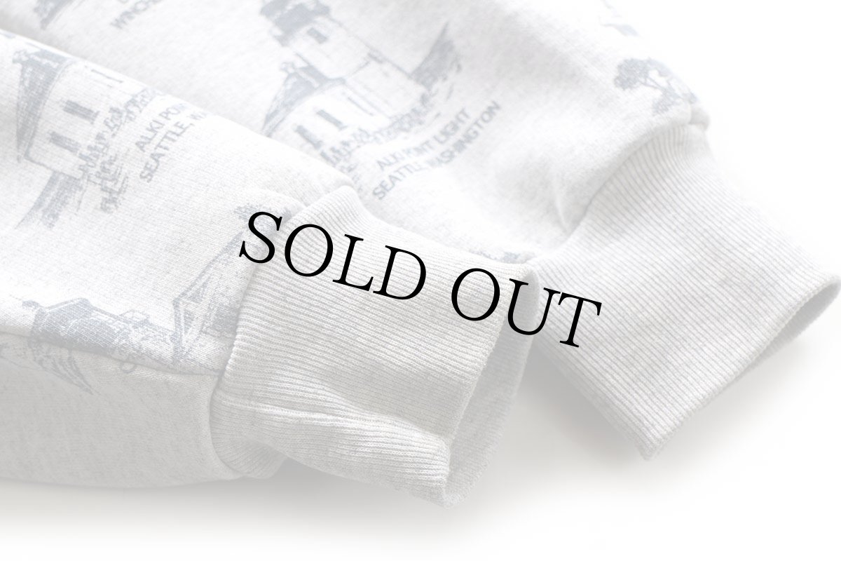 画像7: 90s ART UNLIMITED 灯台 総柄 アート レイヤードネック スウェット 杢グレー (7)