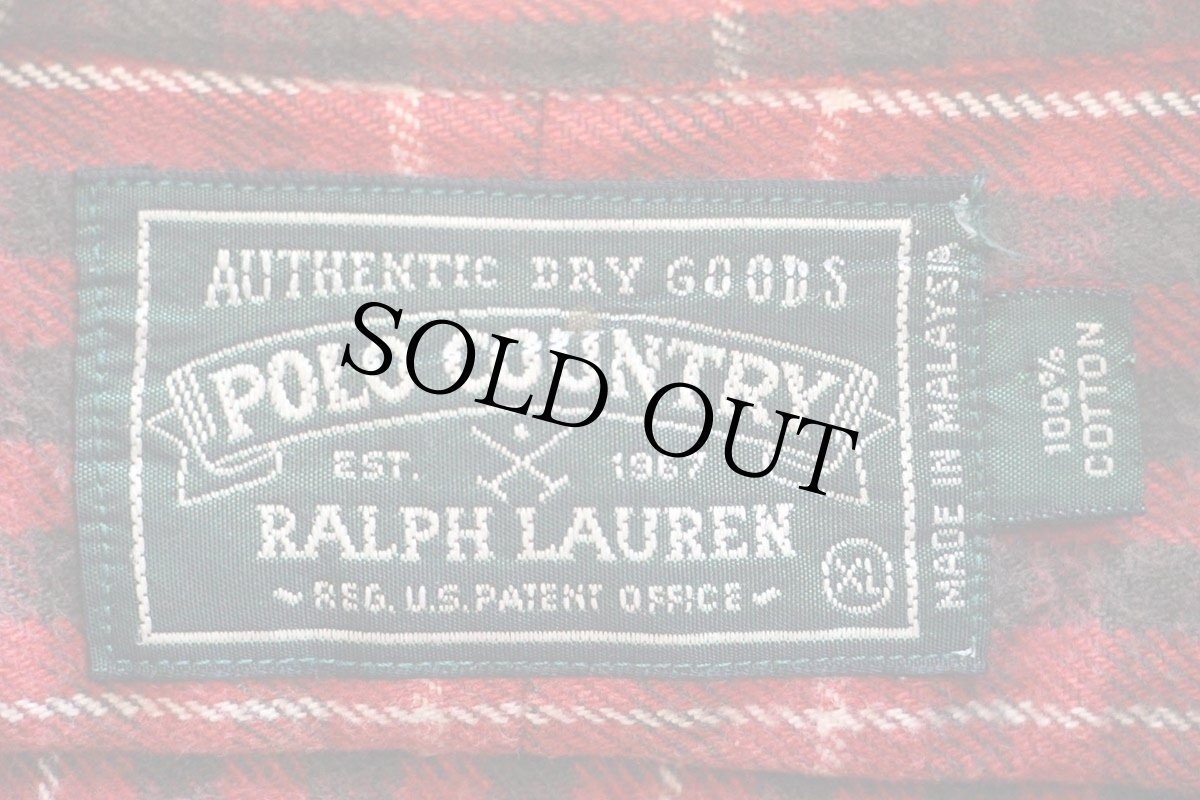 画像4: 80s POLO COUNTRY ポロ カントリー ラルフローレン チェック コットン フランネルシャツ XL (4)