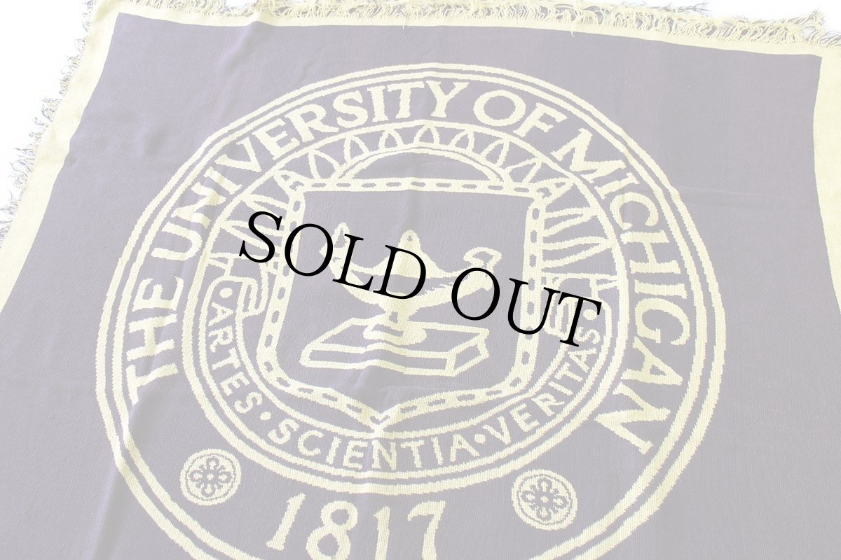 画像1: THE UNIVERSITY OF MICHIGAN GO BLUE ロゴ コットン ラグ 紫×黄 (1)