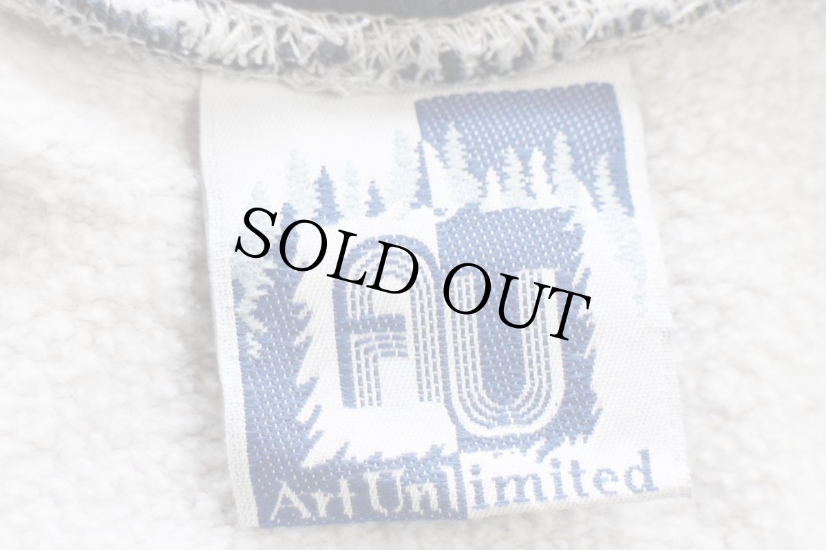 画像4: 90s ART UNLIMITED 灯台 総柄 アート レイヤードネック スウェット 杢グレー (4)