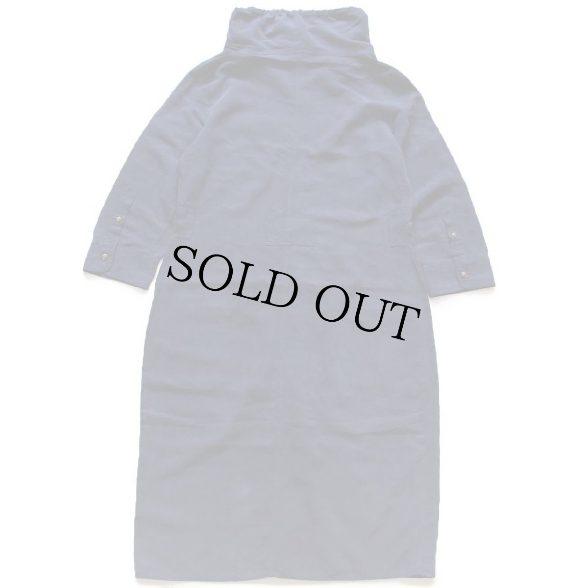 画像2: 00s Laurenラルフローレン オフタートルネック シルク×リネン シャツワンピース 紺 10 (2)