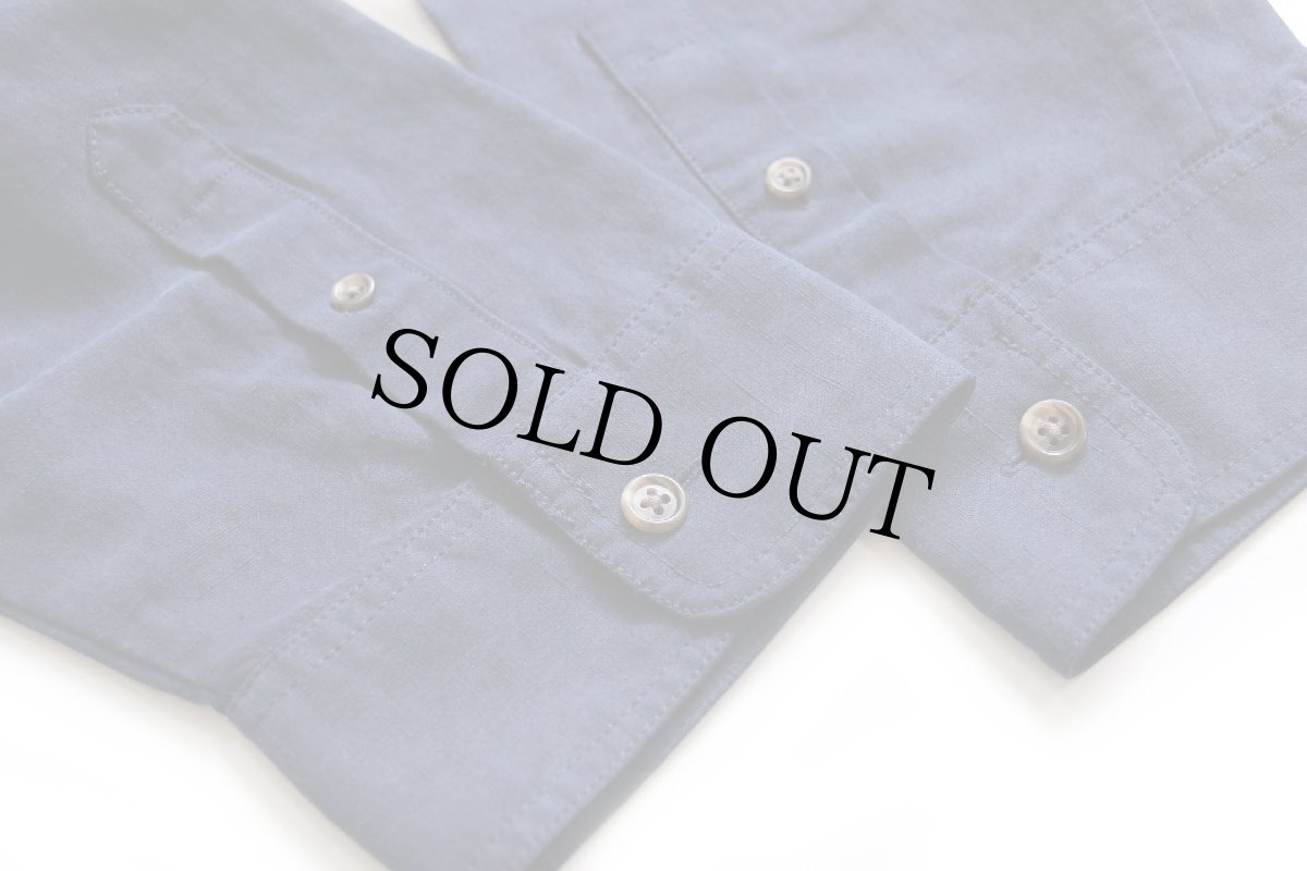 画像7: 00s Laurenラルフローレン オフタートルネック シルク×リネン シャツワンピース 紺 10 (7)