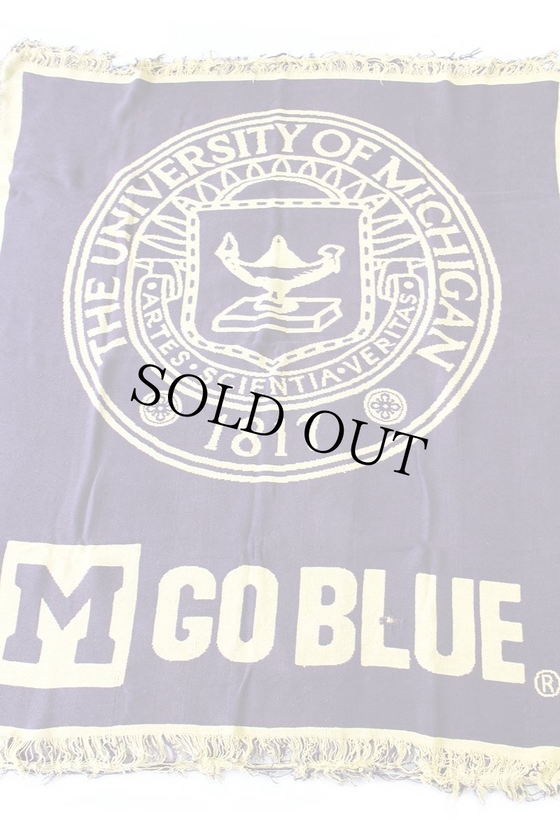 画像2: THE UNIVERSITY OF MICHIGAN GO BLUE ロゴ コットン ラグ 紫×黄 (2)