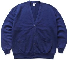 画像1: 00s UNITED STATES POSTAL SERVICE ロゴ刺繍 パチポケ スウェット カーディガン 紺★USPS ポストマン (1)