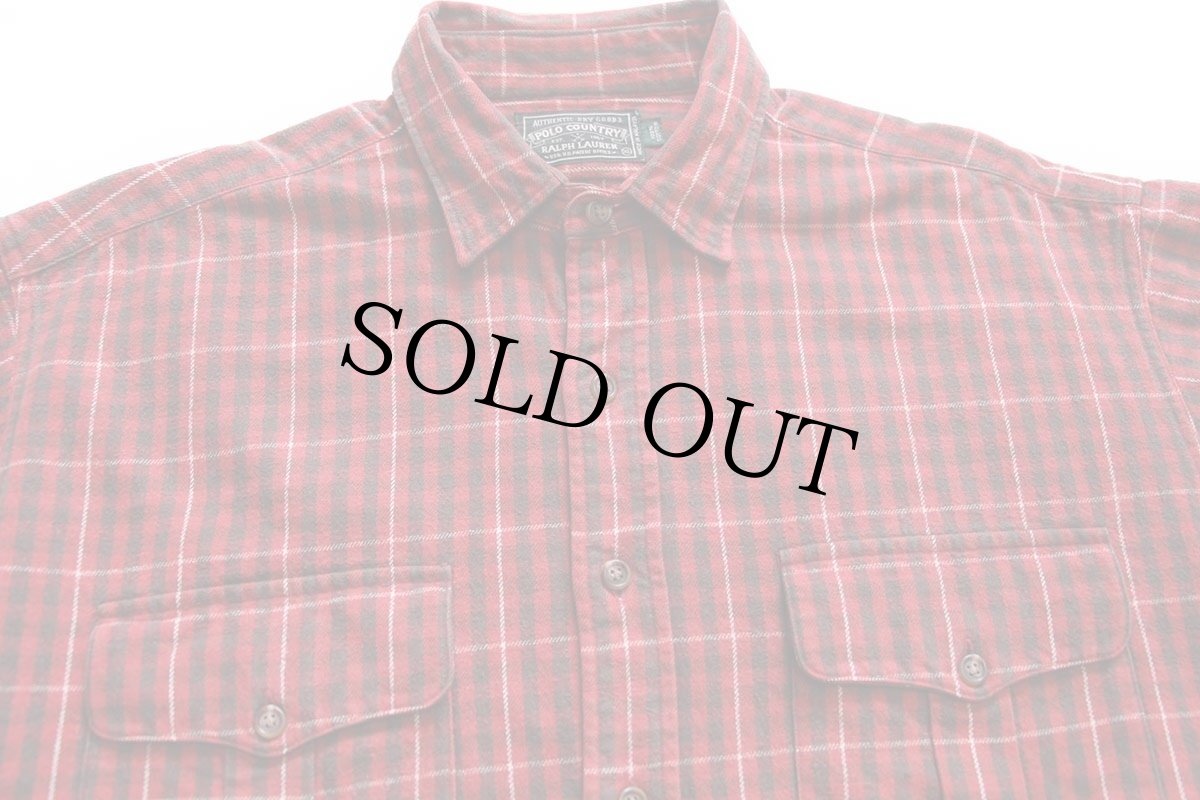 画像3: 80s POLO COUNTRY ポロ カントリー ラルフローレン チェック コットン フランネルシャツ XL (3)