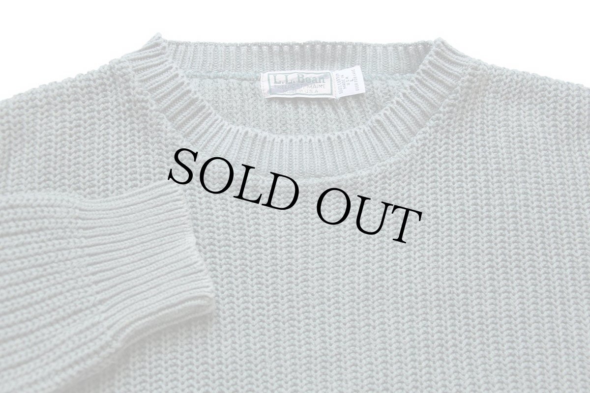 画像3: 80s USA製 L.L.Bean 無地 コットンニット セーター 薄緑 L (3)