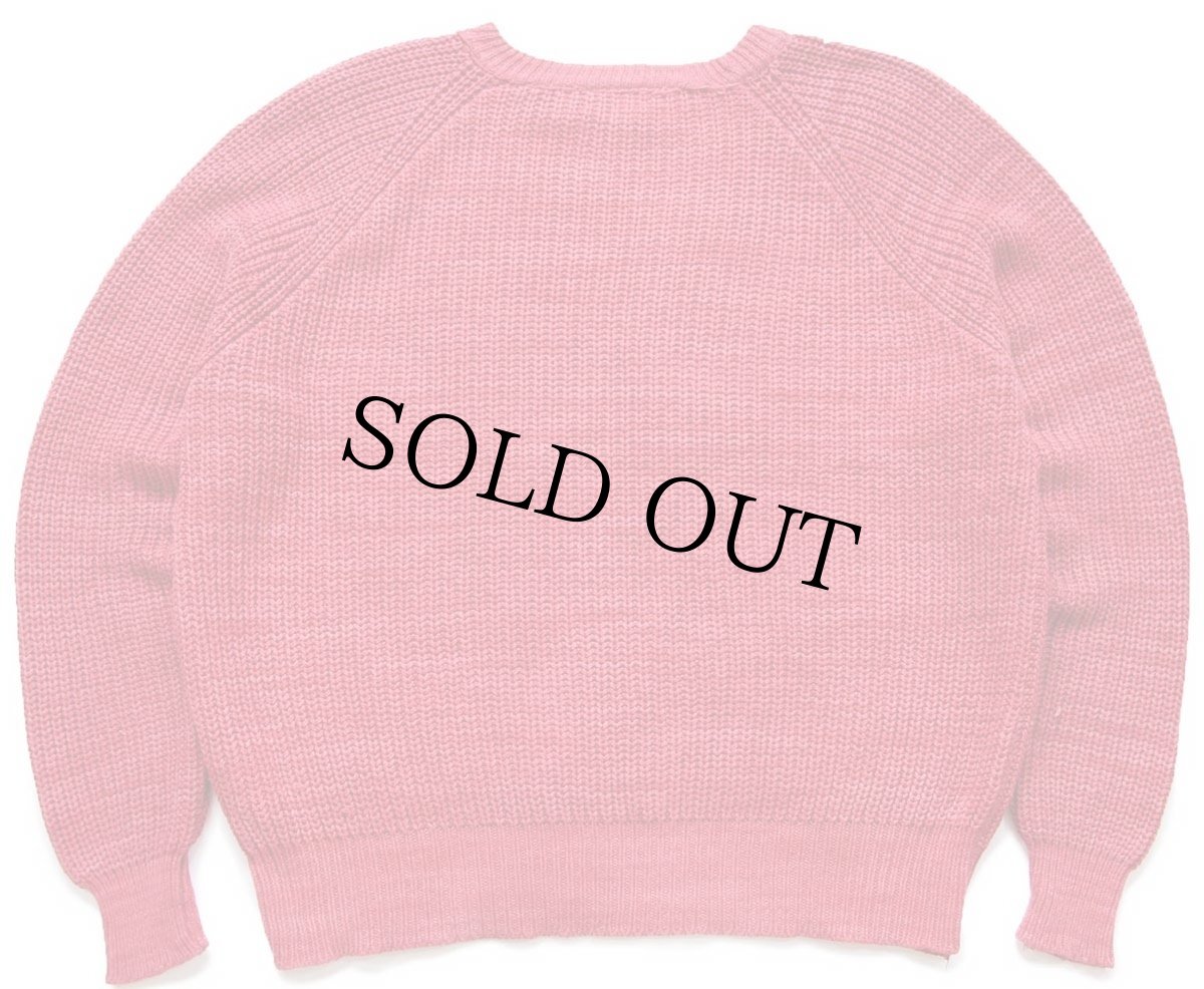 画像2: 80s USA製 L.L.Bean 無地 ローゲージ コットンニット セーター 薄赤 L (2)