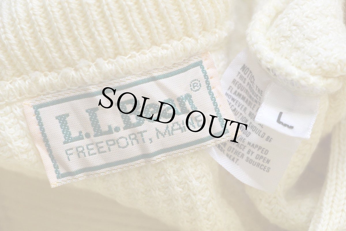 画像4: 80s L.L.Bean 5ボタン ヘンリーネック コットンニット セーター 薄黄 L (4)