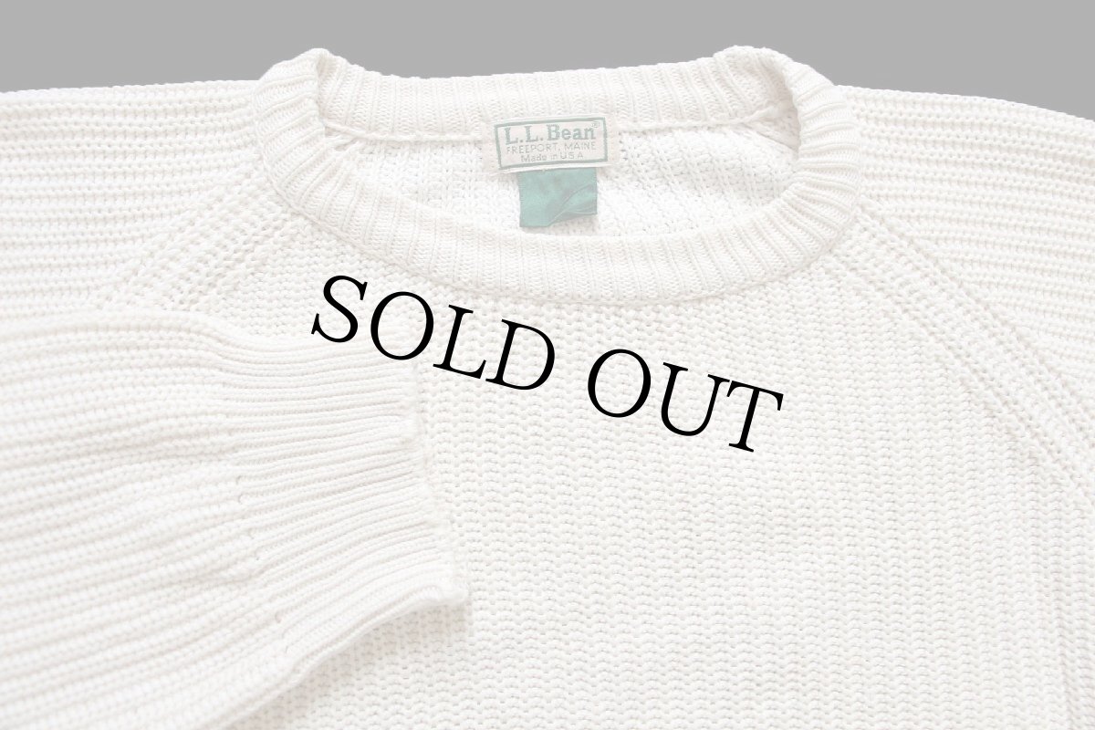 画像3: 80s USA製 L.L.Bean 無地 ローゲージ コットンニット セーター ナチュラル (3)