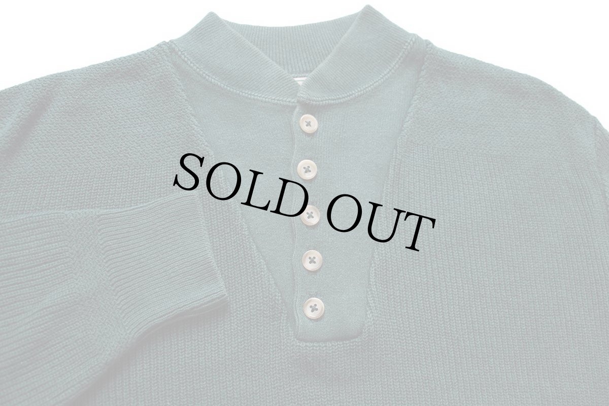 画像3: 80s USA製 L.L.Bean 5ボタン ヘンリーネック コットンニット セーター 緑 L (3)