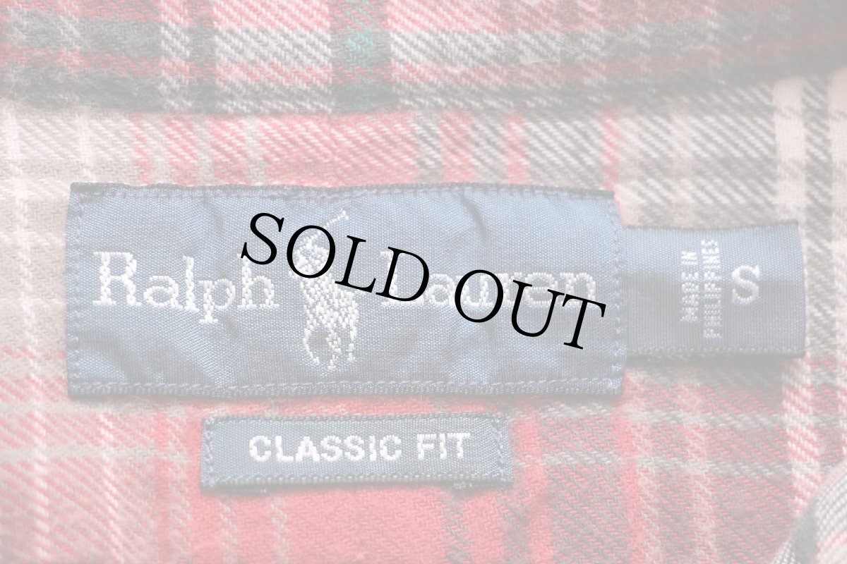 画像4: 00s ラルフローレン CLASSIC FIT オンブレチェック ボタンダウン コットン ライトネルシャツ S (4)