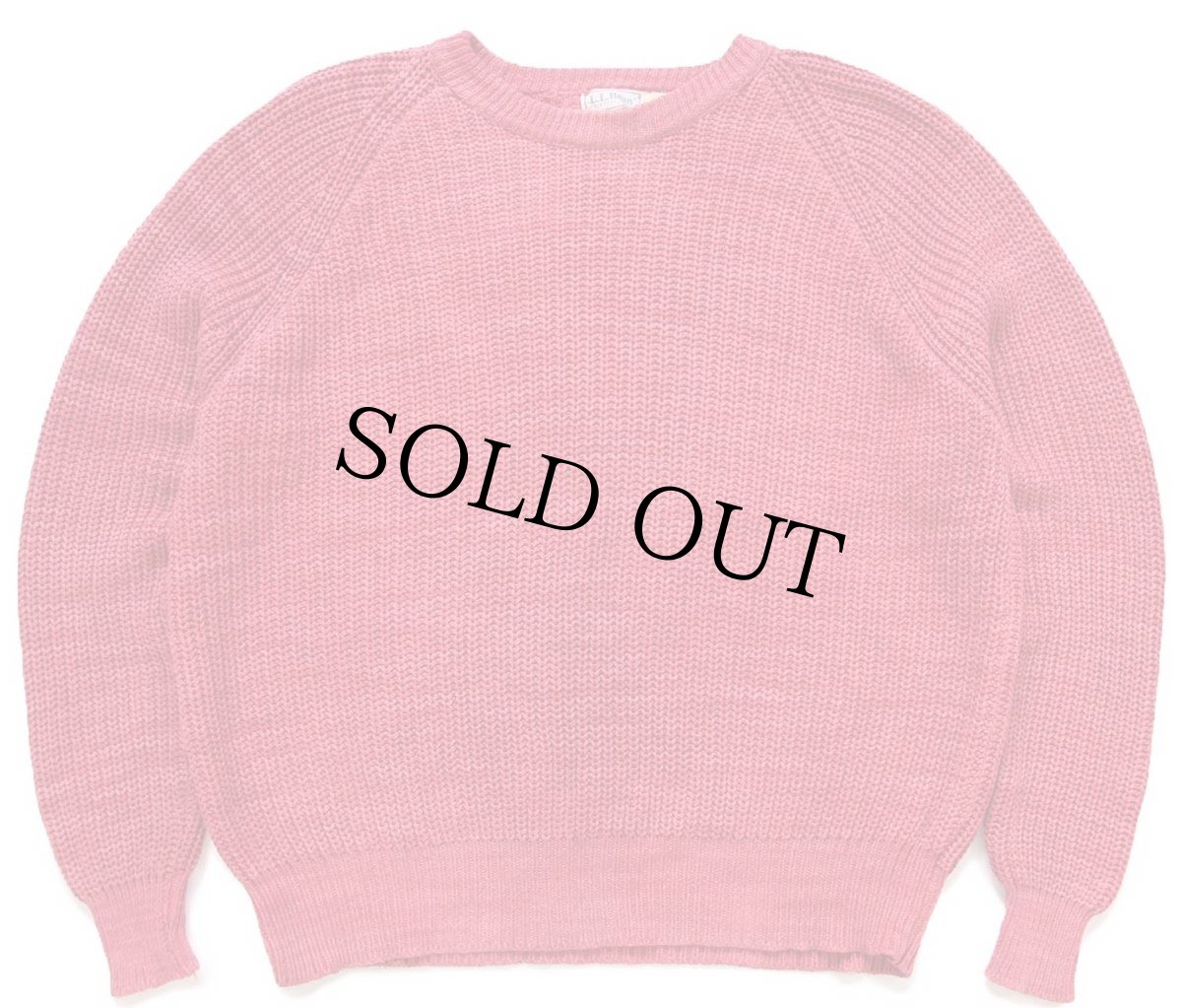 画像1: 80s USA製 L.L.Bean 無地 ローゲージ コットンニット セーター 薄赤 L (1)