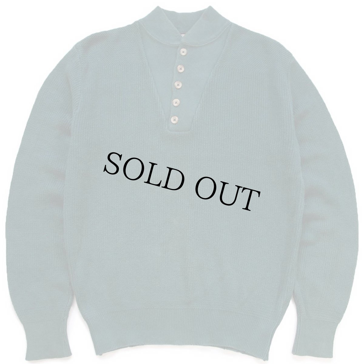 画像1: 80s USA製 L.L.Bean 5ボタン ヘンリーネック コットンニット セーター 緑 M (1)