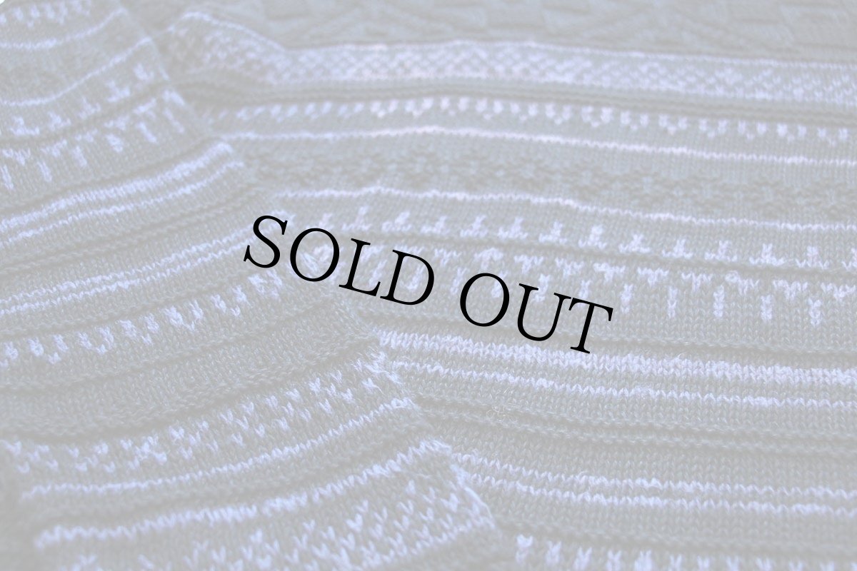 画像5: 90s ポロ ラルフローレン 編み柄 リネン×コットンニット セーター 濃紺×青紫 L (5)