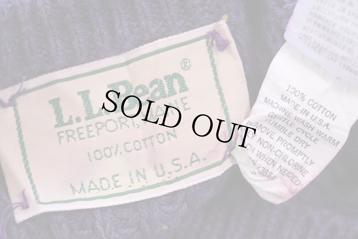 画像4: 80s USA製 L.L.Bean 無地 ローゲージ コットンニット セーター 紫 (4)