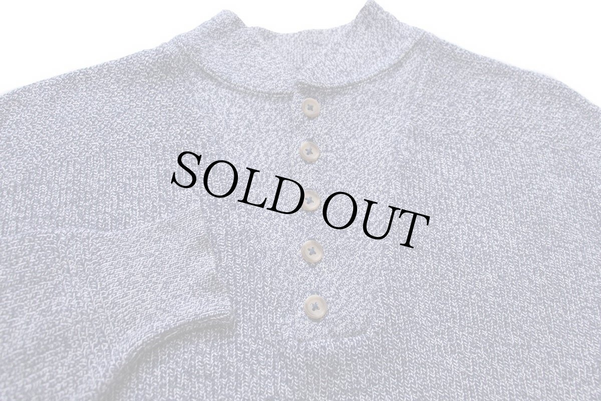 画像3: 80s USA製 L.L.Bean 5ボタン ヘンリーネック コットンニット セーター 紺×白 ミックス L (3)