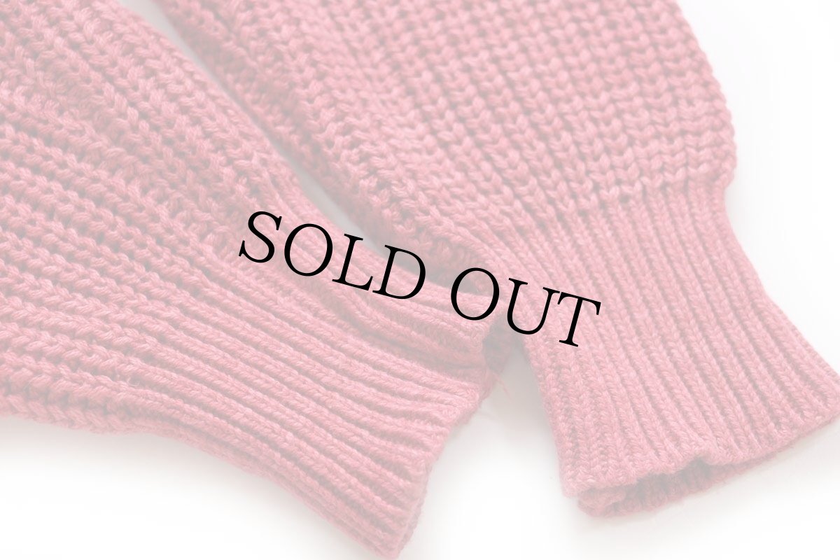 画像6: 80s USA製 L.L.Bean 無地 ローゲージ コットンニット セーター 薄赤 L (6)