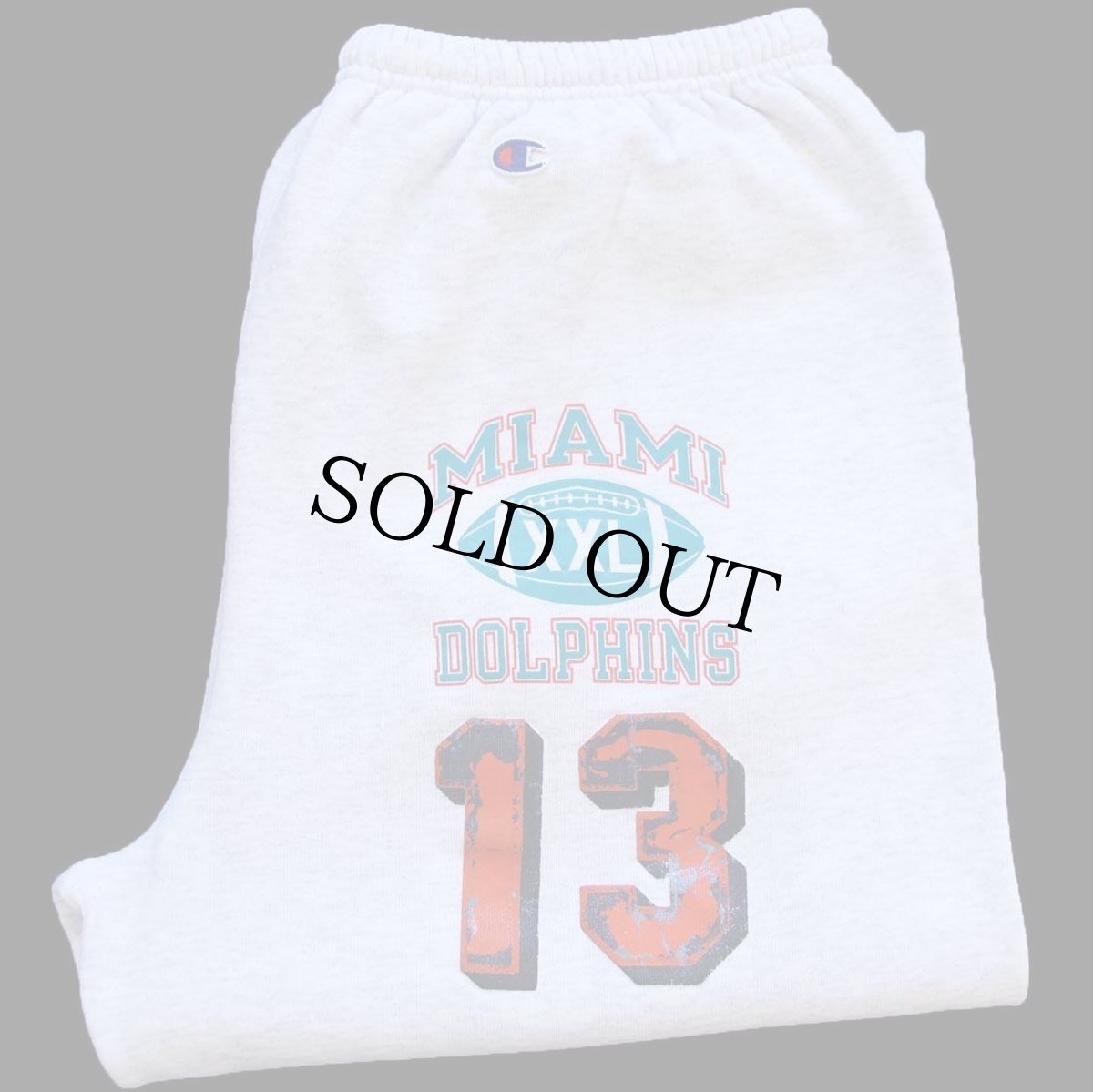 画像1: 90s USA製 Championチャンピオン NFL MIAMI DOLPHINS アメフト 13 ナンバリング スウェットパンツ 杢ライトグレー XXL★特大 (1)