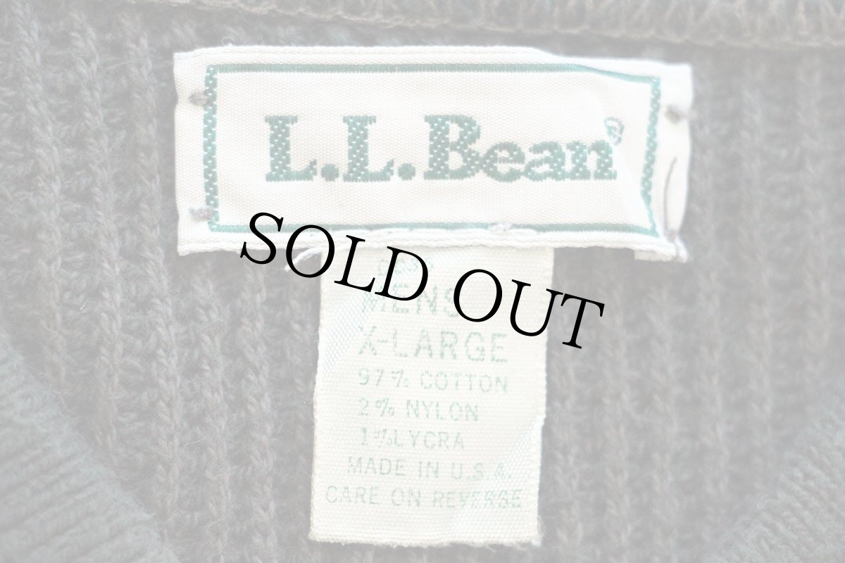 画像4: 90s USA製 L.L.Bean 5ボタン ヘンリーネック コットンニット セーター 濃緑 XL (4)
