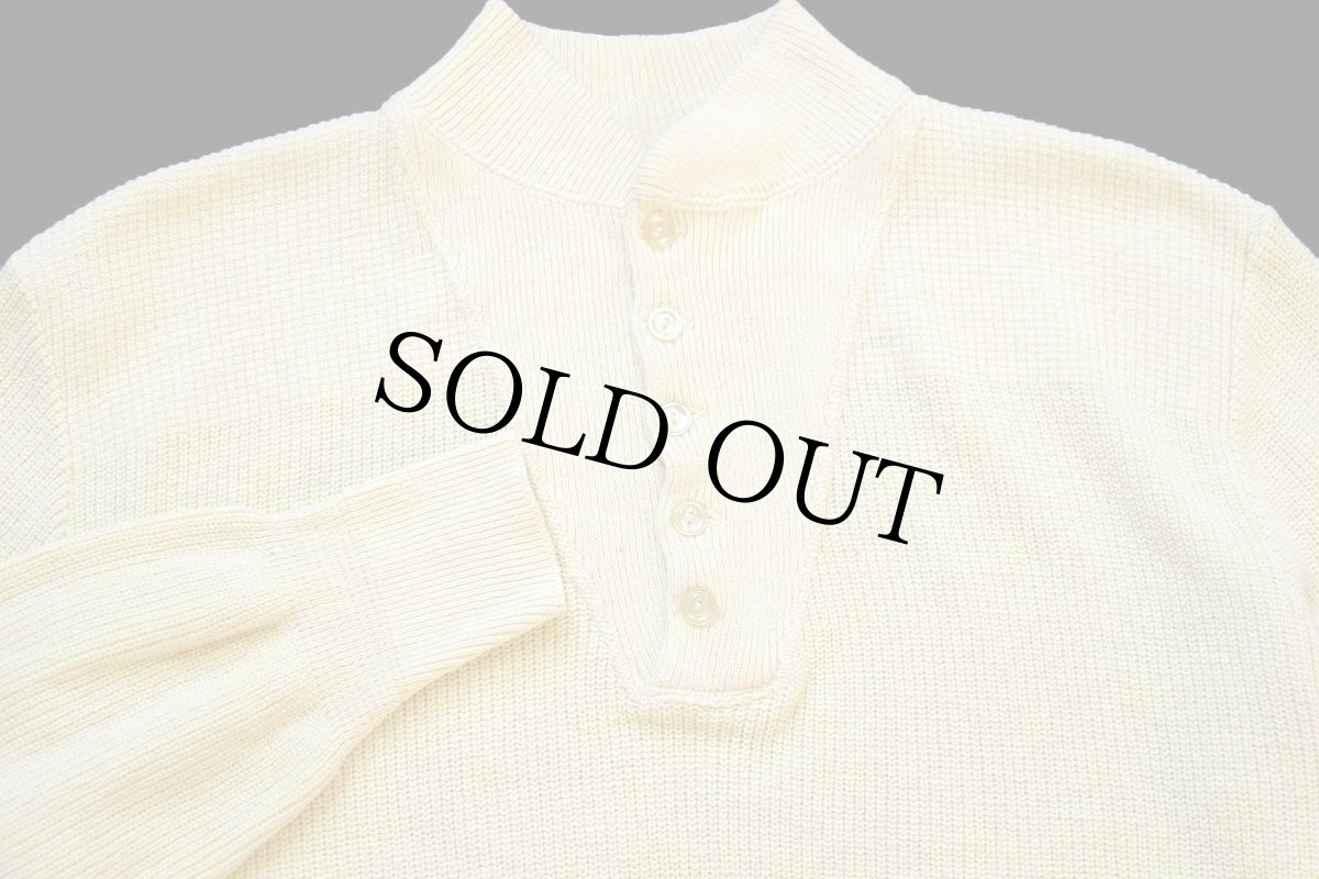 画像3: 80s L.L.Bean 5ボタン ヘンリーネック コットンニット セーター 薄黄 L (3)