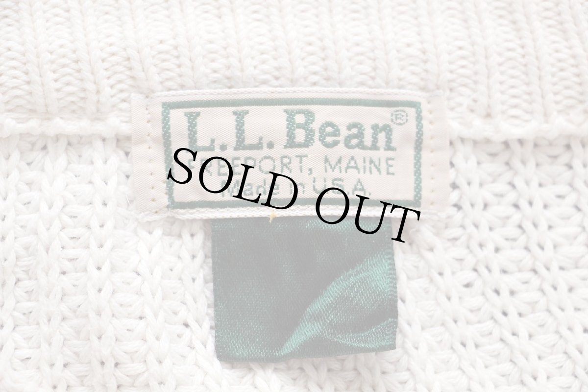 画像4: 80s USA製 L.L.Bean 無地 ローゲージ コットンニット セーター ナチュラル (4)