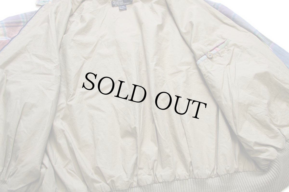 画像5: 90s ポロ ラルフローレン G9タイプ マドラスチェック コットン ハリントンジャケット L (5)