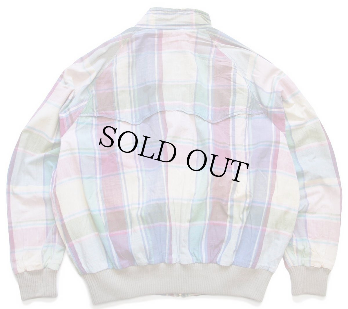 画像2: 90s ポロ ラルフローレン G9タイプ マドラスチェック コットン ハリントンジャケット L (2)