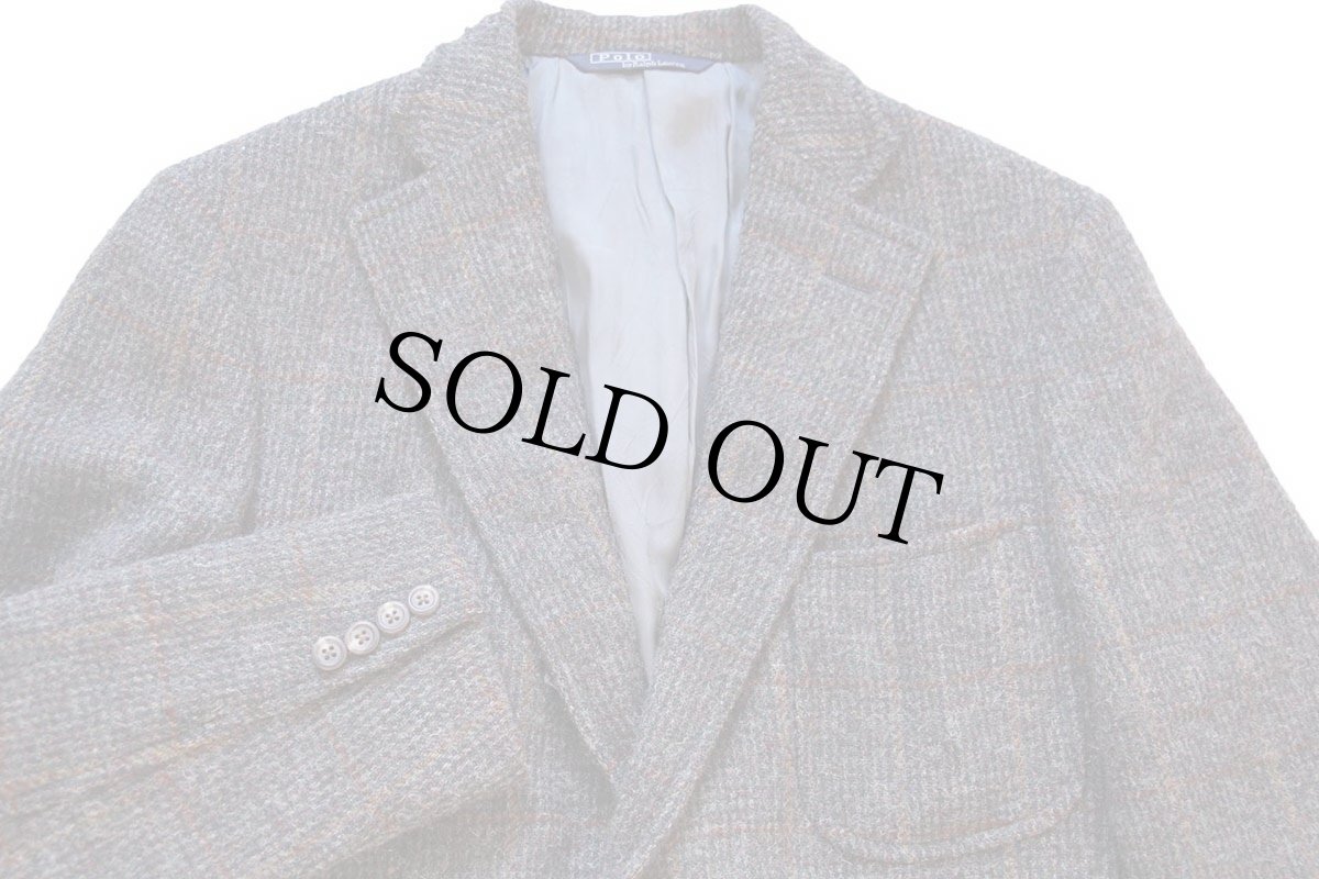 画像3: 80s ポロ ラルフローレン Neiman Marcus チェック チンスト付き 2つボタン ツイード ウール テーラードジャケット★ブレザー (3)