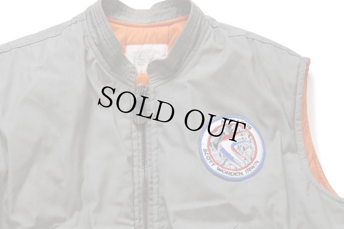 画像3: 80s USA製 ALPHAアルファ APOLLO 15号 パッチ付き スタンドカラー 中綿入り コットン フライトベスト XXL★特大 (3)