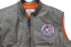 画像3: 80s USA製 ALPHAアルファ APOLLO 15号 パッチ付き スタンドカラー 中綿入り コットン フライトベスト XXL★特大 (3)