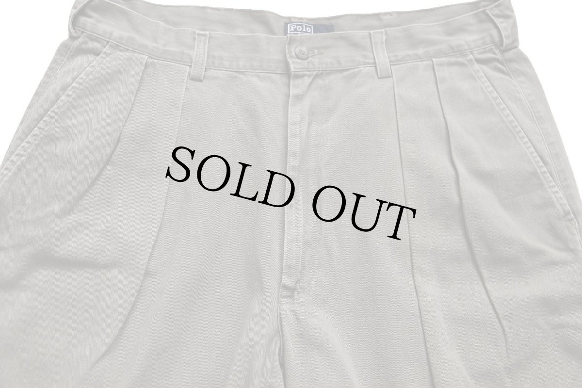 画像4: 90s USA製 ポロ ラルフローレン ツータック コットン チノパン グレー w36★307 (4)