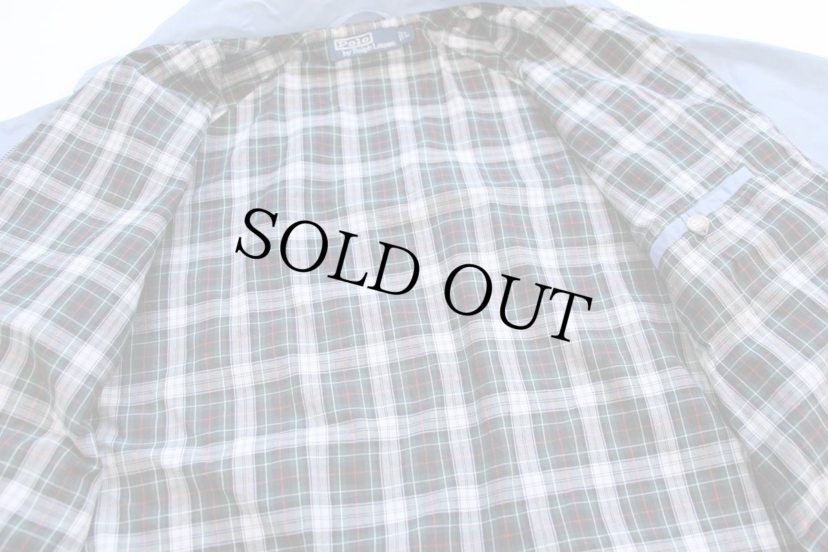 画像5: 00s ポロ ラルフローレン G9タイプ ワンポイント タータンチェックライナー コットンポプリン ハリントンジャケット 水色 L (5)