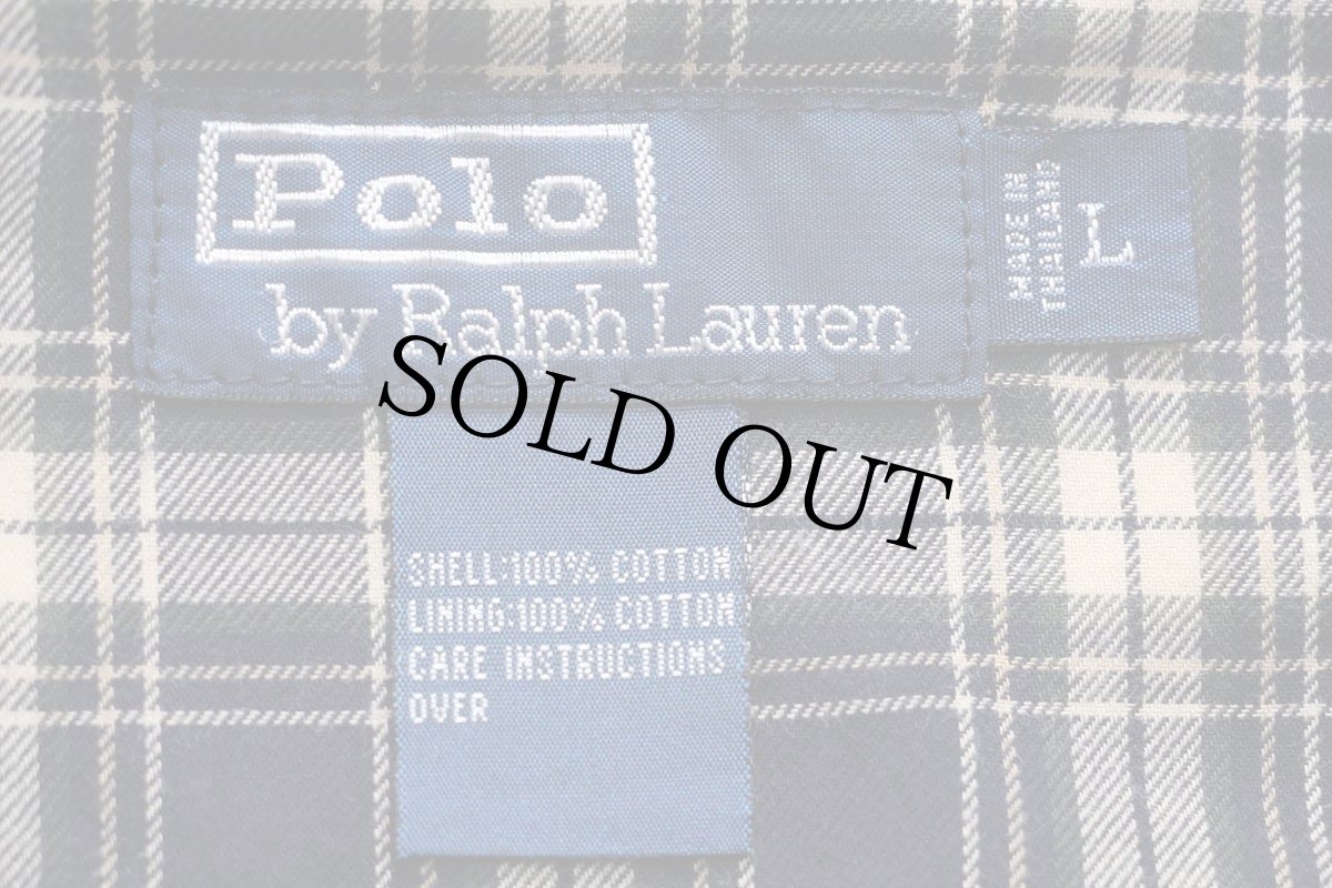 画像4: 00s ポロ ラルフローレン ワンポイント チンスト付き タータンチェックライナー コットンジャケット 黄 L (4)