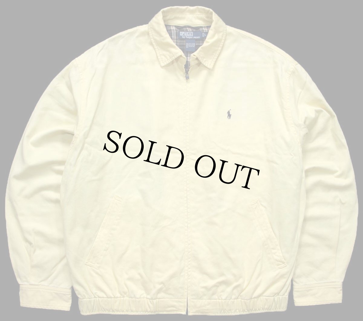 画像1: 00s ポロ ラルフローレン ワンポイント チンスト付き タータンチェックライナー コットンジャケット 黄 L (1)