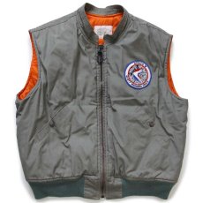 画像1: 80s USA製 ALPHAアルファ APOLLO 15号 パッチ付き スタンドカラー 中綿入り コットン フライトベスト XXL★特大 (1)