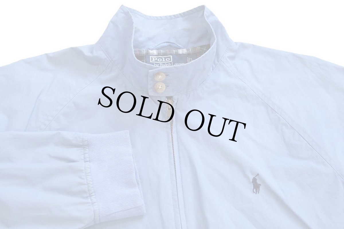 画像3: 00s ポロ ラルフローレン G9タイプ ワンポイント タータンチェックライナー コットンポプリン ハリントンジャケット 水色 L (3)