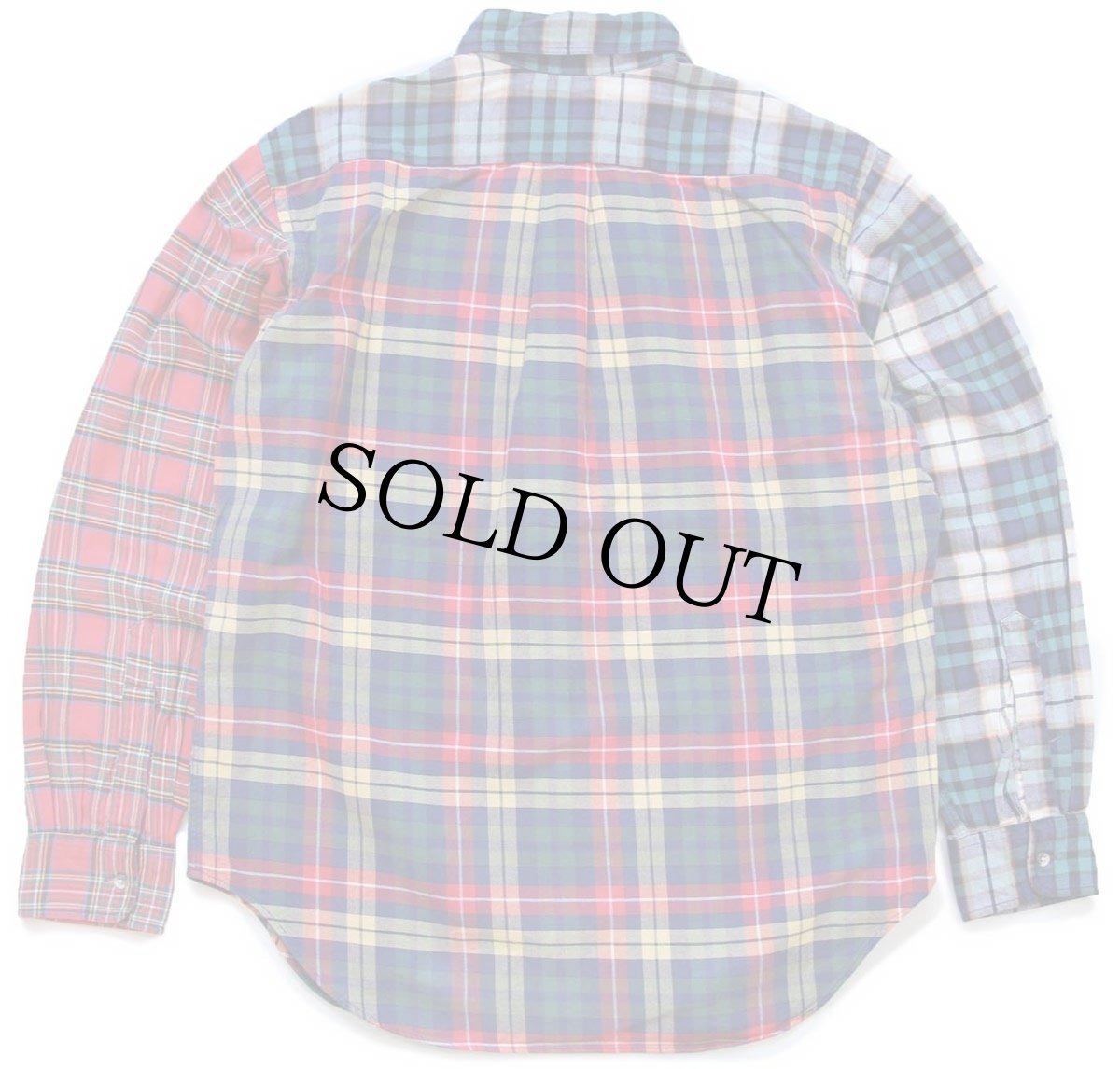 画像2: 80s USA製 F.A.MacCluer クレイジーパターン チェック ボタンダウン コットン ライトネルシャツ L (2)