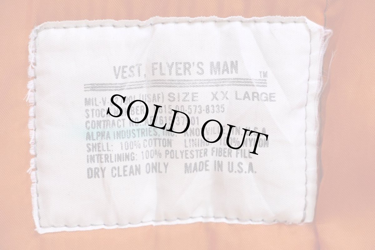 画像4: 80s USA製 ALPHAアルファ APOLLO 15号 パッチ付き スタンドカラー 中綿入り コットン フライトベスト XXL★特大 (4)