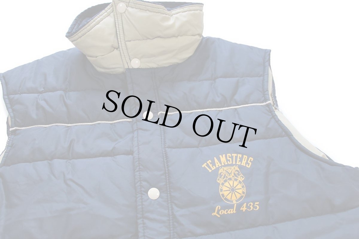 画像3: 80s USA製 MVP TEAMSTERS Local 435 中綿入り ナイロンベスト 紺 XL (3)