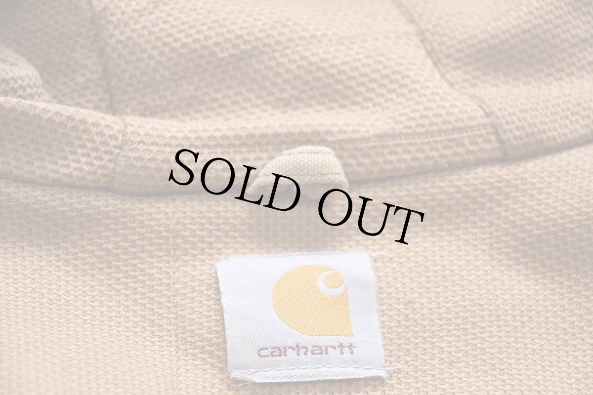 画像4: carharttカーハート 裏サーマル ダック地 アクティブジャケット パーカー ボロ 茶 フェード 特大 (4)