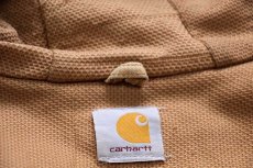 画像4: carharttカーハート 裏サーマル ダック地 アクティブジャケット パーカー ボロ 茶 フェード 特大 (4)