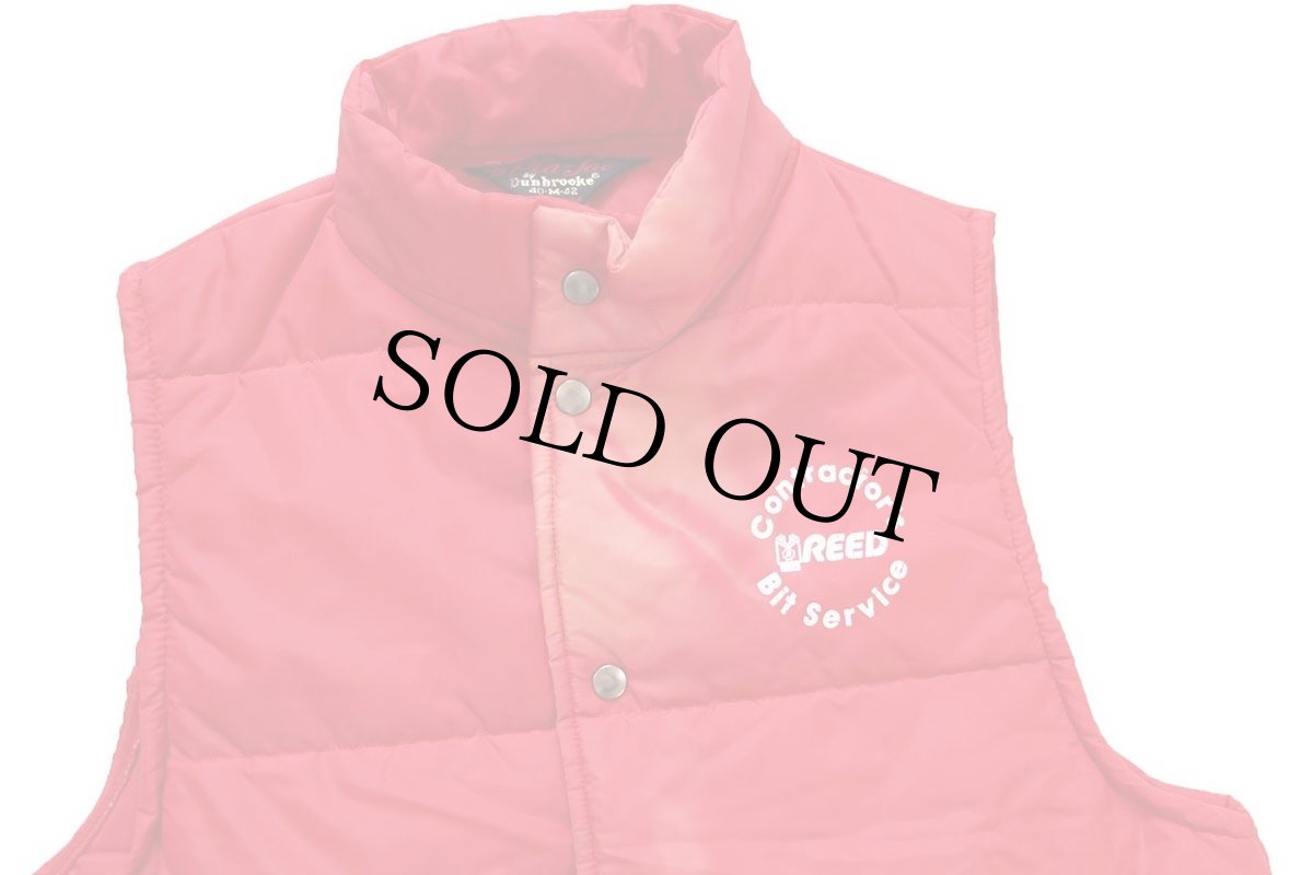 画像3: 80s USA製 Pla-Jac Dunbrooke Contractor's REED Bit Service 中綿入り ナイロンベスト 赤 フェード M (3)