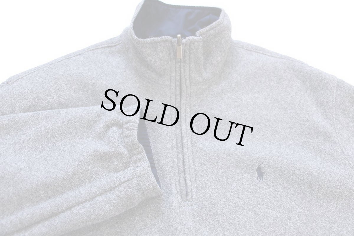 画像3: 00s POLO GOLF ラルフローレン ハイネック ハーフジップ プルオーバー リバーシブル フリース×ナイロン ジャケット 杢グレー×紺 L (3)