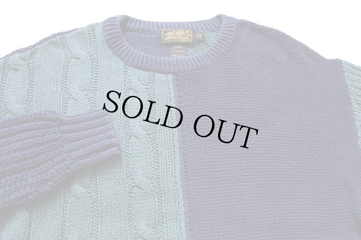 画像3: 80s USA製 EddieBauerエディーバウアー クレイジーパターン パネル切り替え コットンニット セーター L (3)