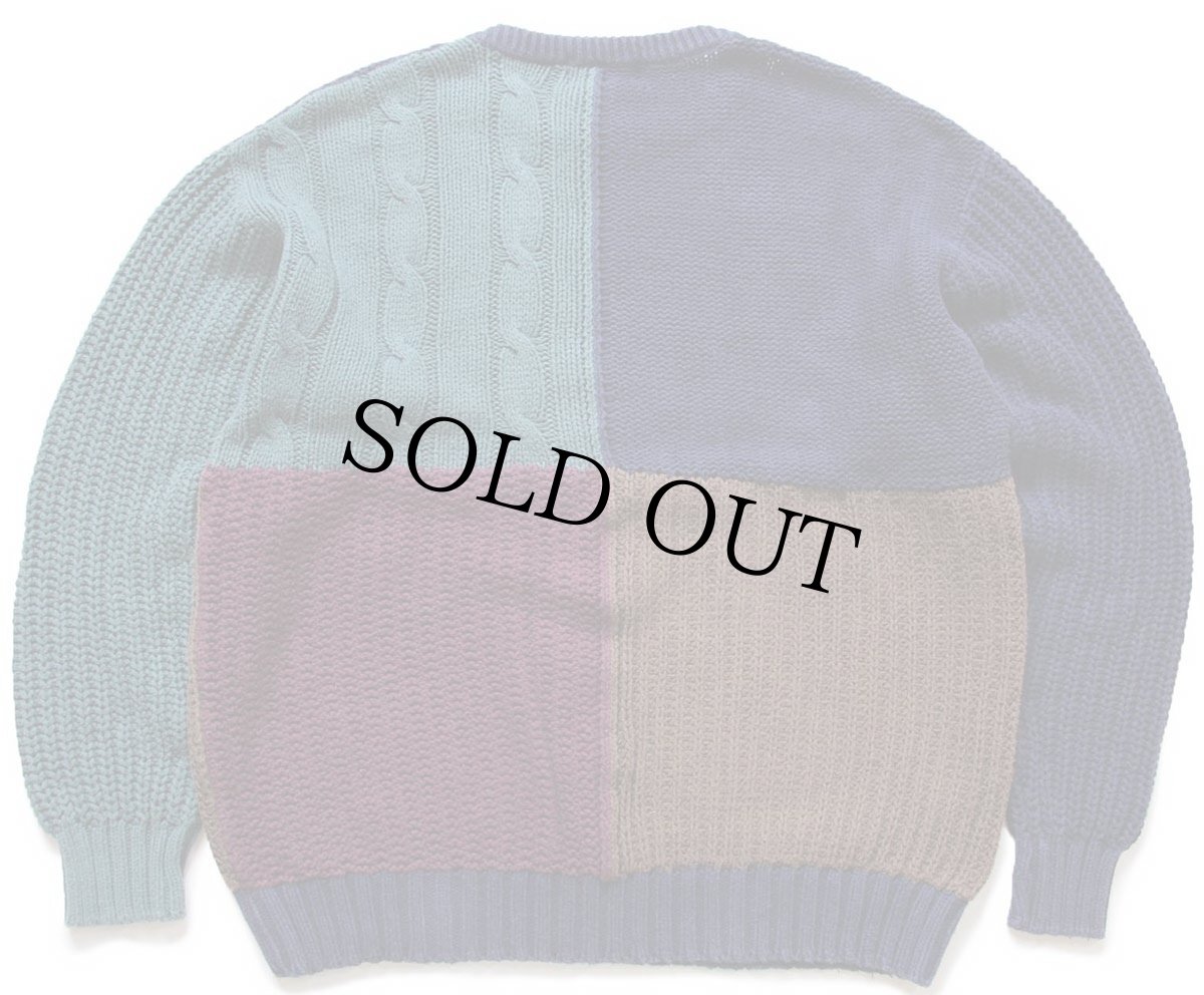 画像2: 80s USA製 EddieBauerエディーバウアー クレイジーパターン パネル切り替え コットンニット セーター L (2)