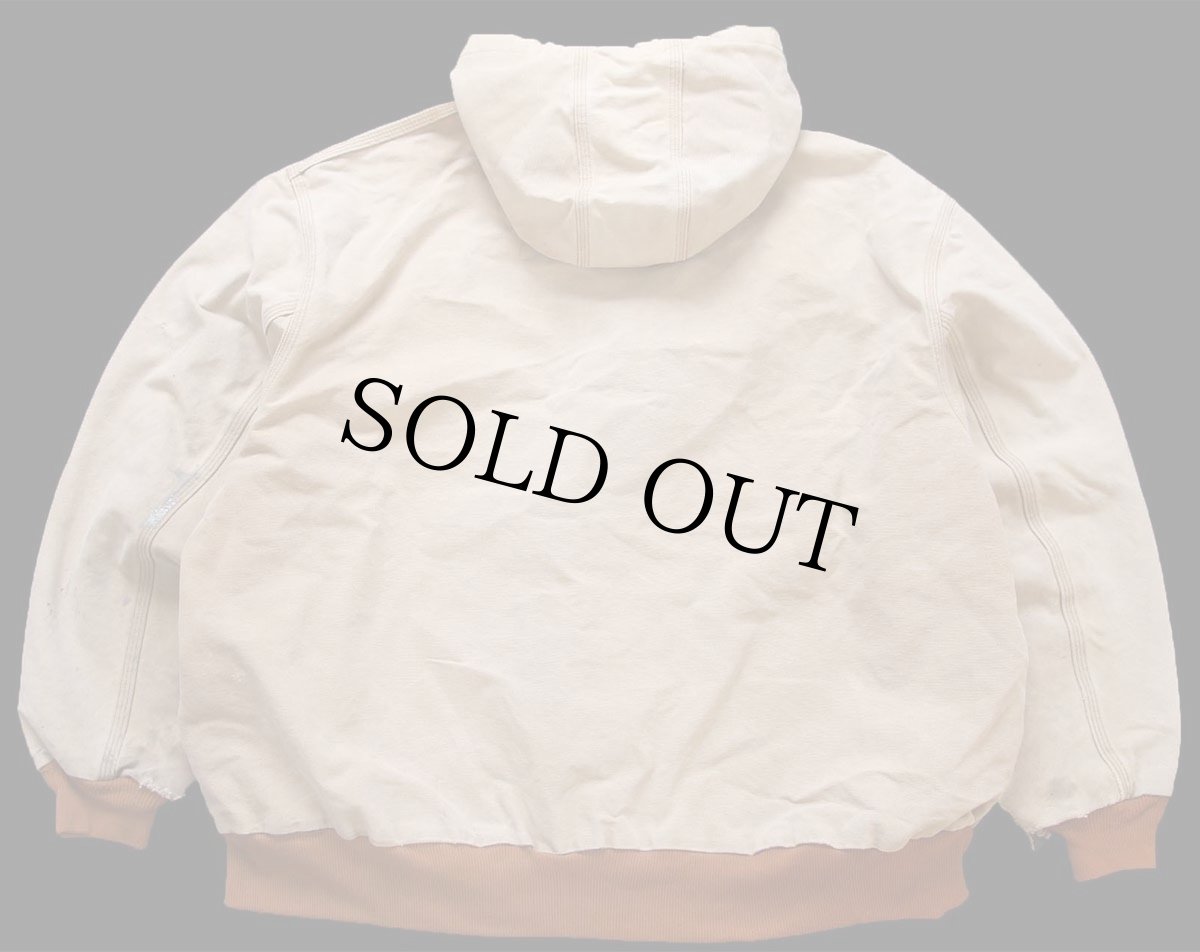 画像2: carharttカーハート 裏サーマル ダック地 アクティブジャケット パーカー ボロ 茶 フェード 特大 (2)