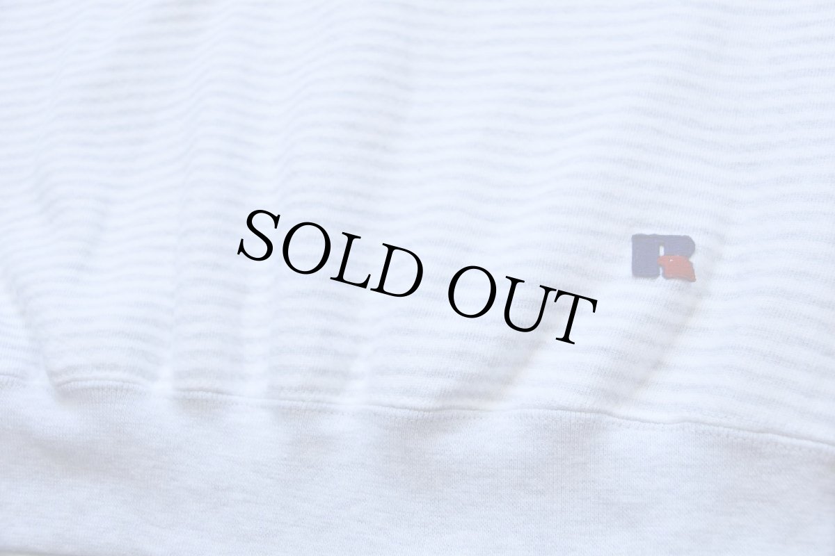 画像5: 90s USA製 L.L.Bean×RUSSELLラッセル ボーダー 前V スウェット ホワイト×杢ライトグレー XL (5)