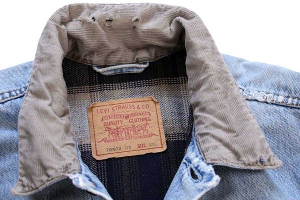 90s Levi'sリーバイス 70602 チェック ネルライナー ダメージ デニム