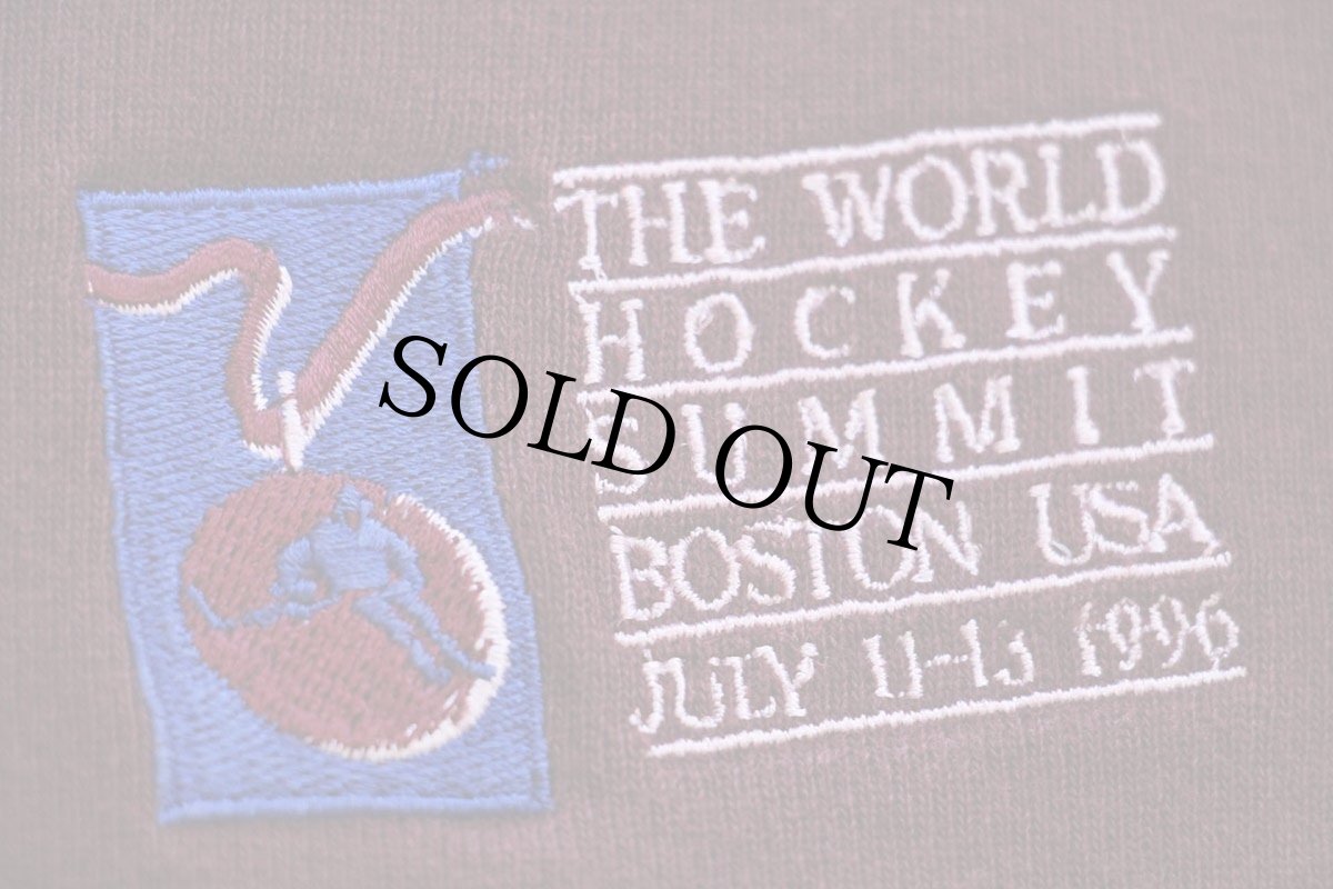 画像4: 90s Championチャンピオン THE WORLD HOCKEY SUMMIT BOSTON USA 刺繍 前V スウェット バーガンディ (4)